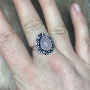 925 SP Rose Quartz Teardrop Shaped Ring